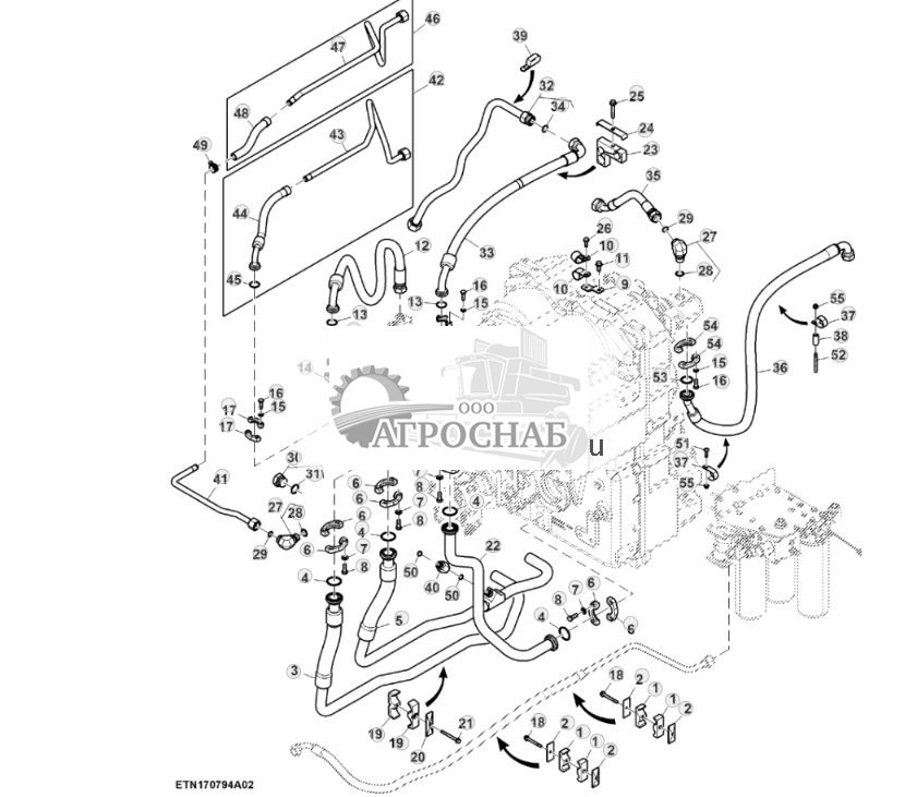 Трубопроводы гидравлического насоса, высокий расход, без PTO (для стран СНГ, Европы, Северной Африки, Ближнего Востока) (22) ( - 804100) - ST860687 676.jpg